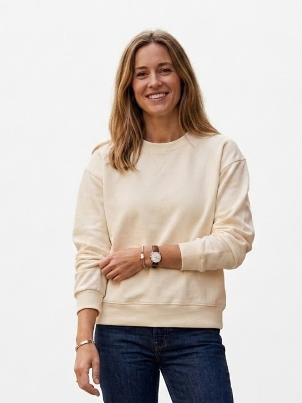 The GREii Butter Soft Cream Crewneck Sweatshirt Pullover Top Size Small
